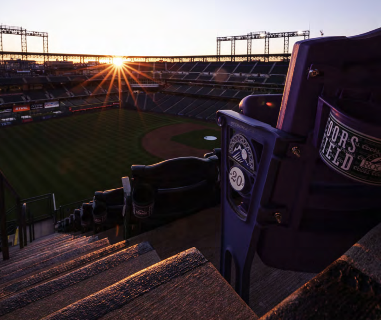 Coors Field at sunset.