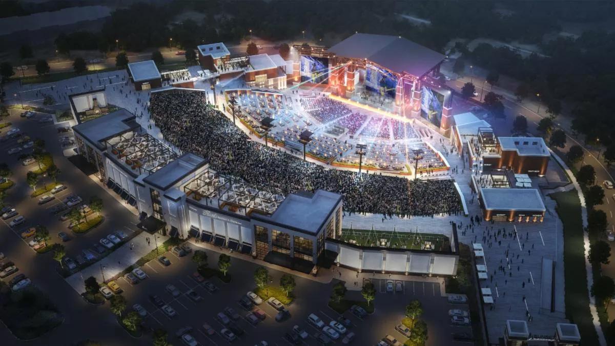 amphitheater seen from above at night