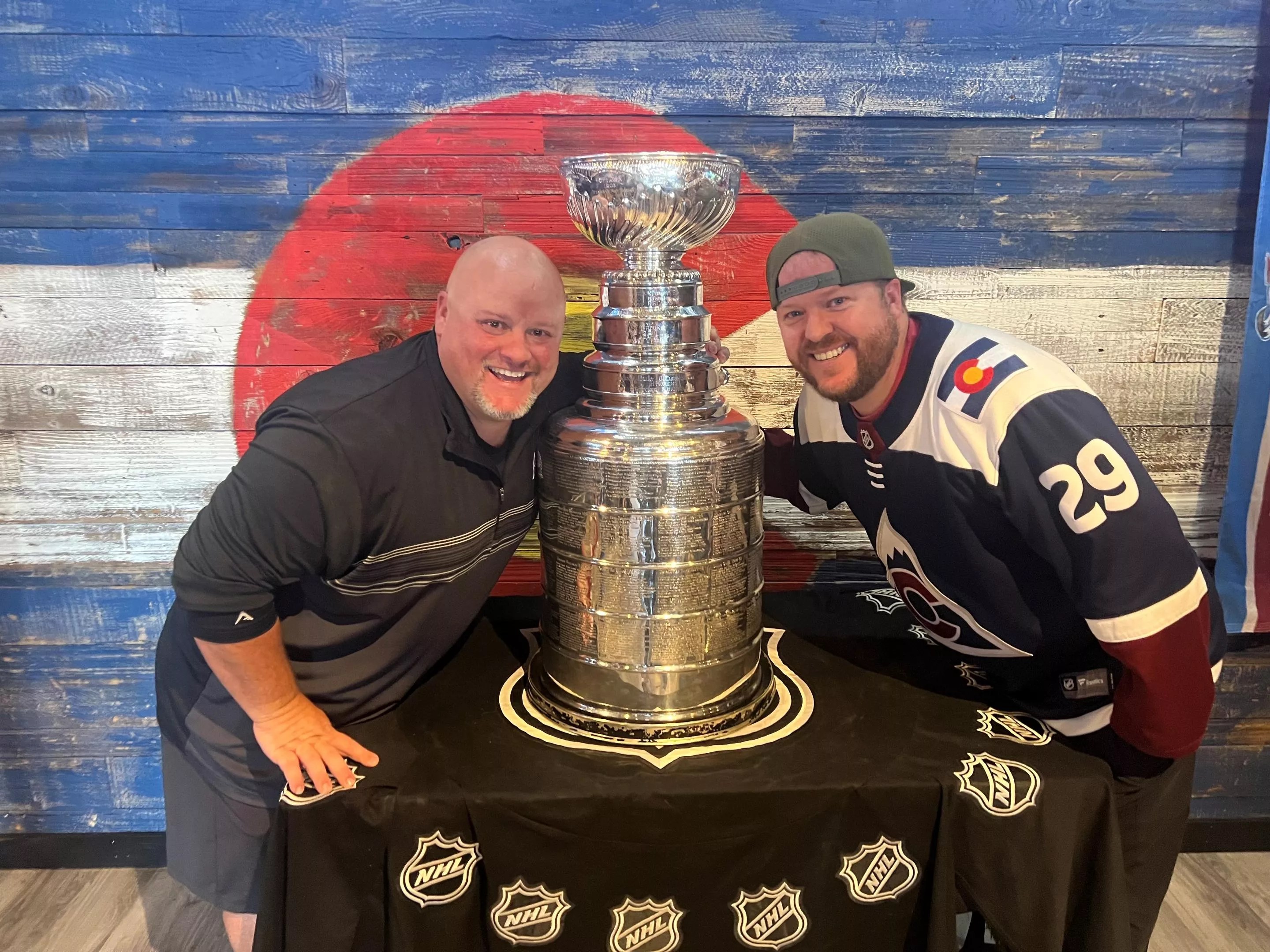 Avalanche fans with Stanley Cup