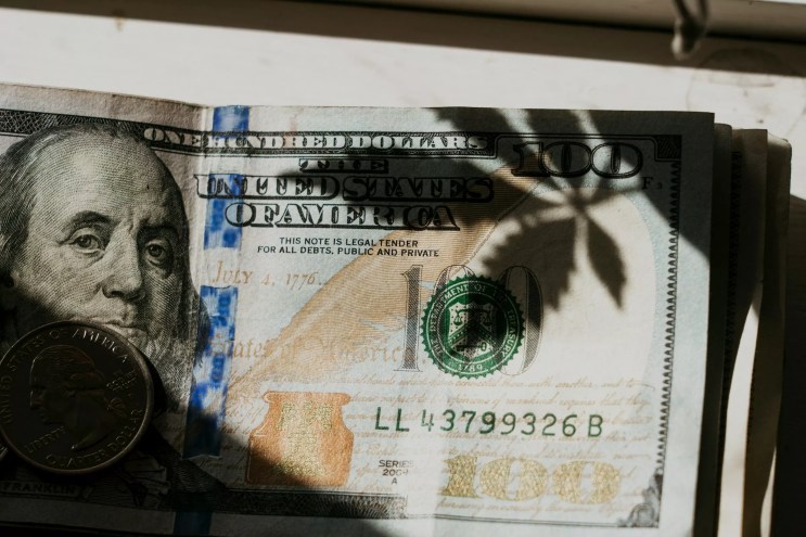 Marijuana leaf on a hundred dollar bill