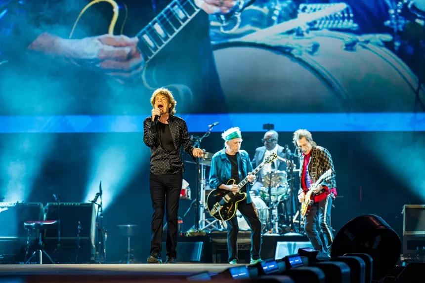 Rolling stones on stage with blue light