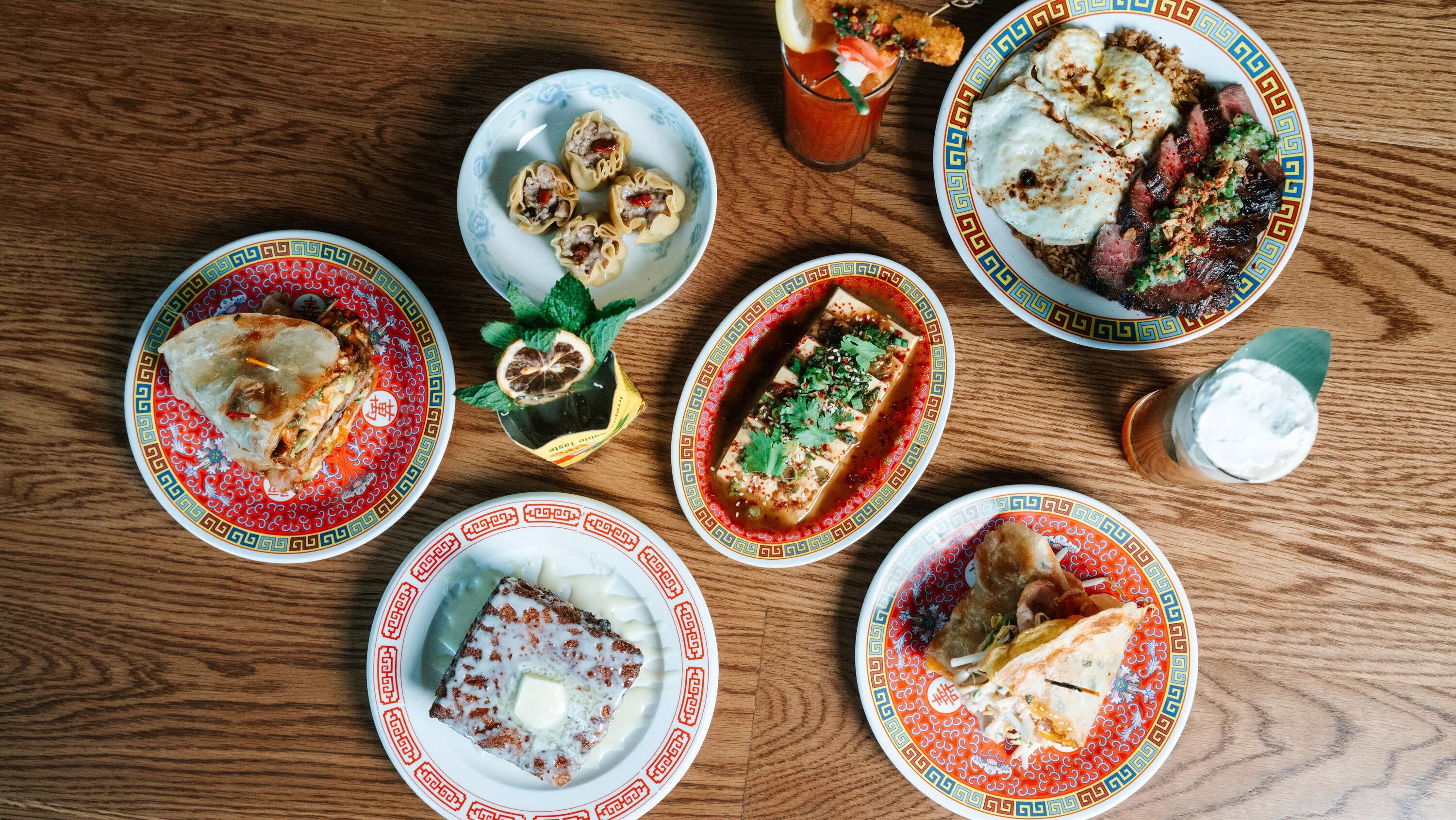 various dishes on plates