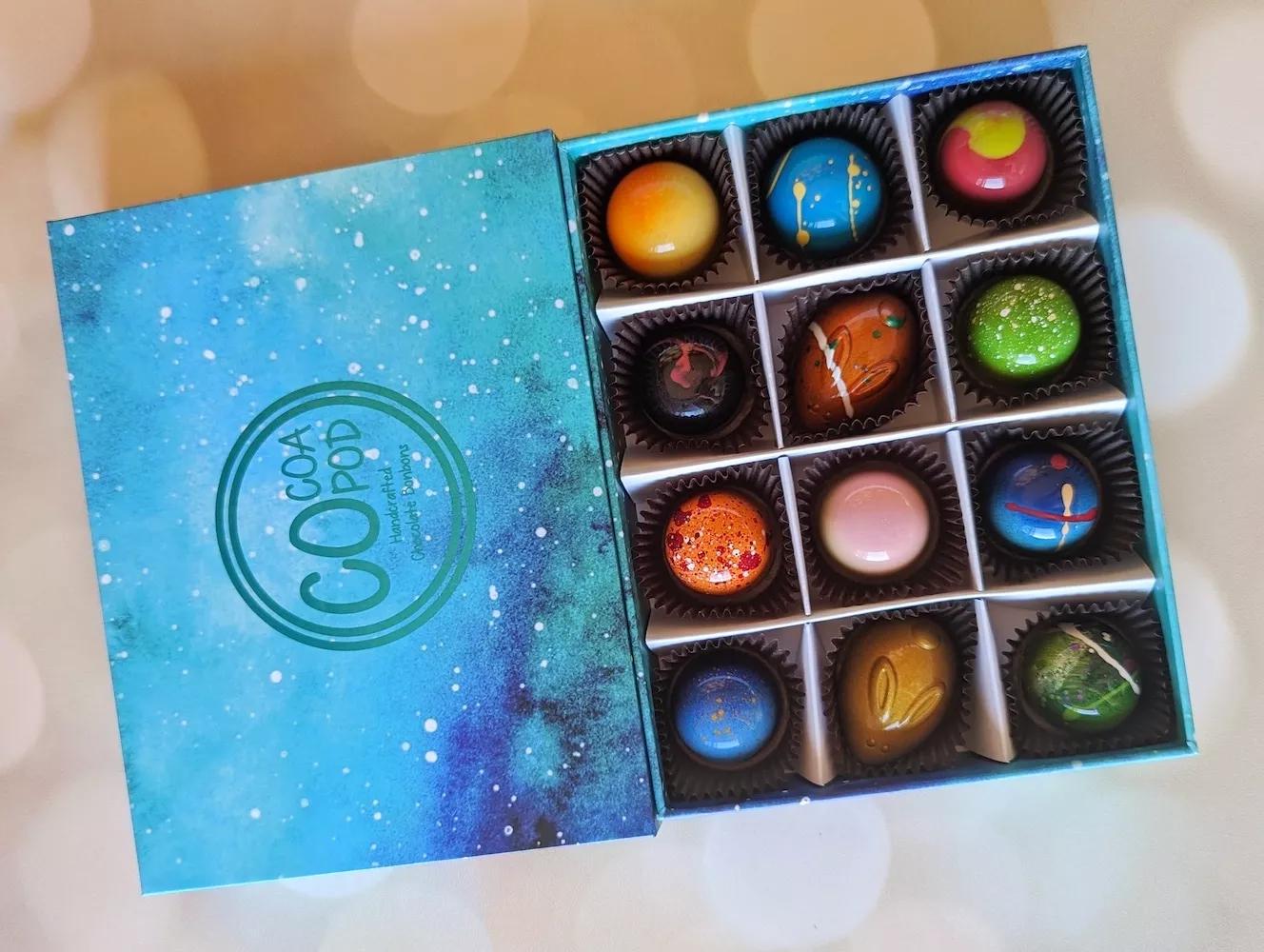 colorful bon bons in a box