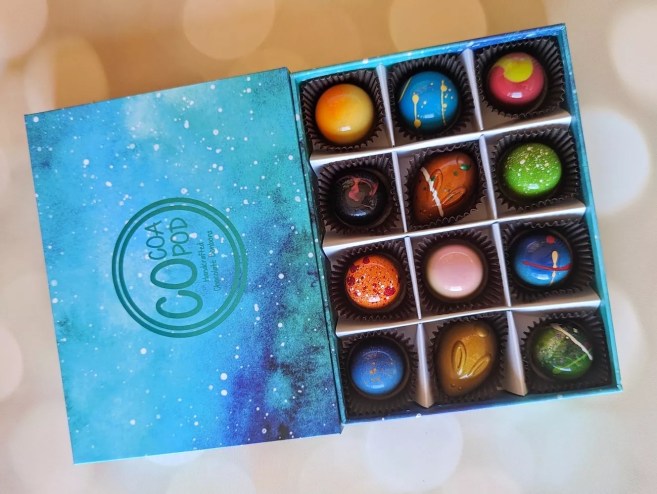 colorful bon bons in a box