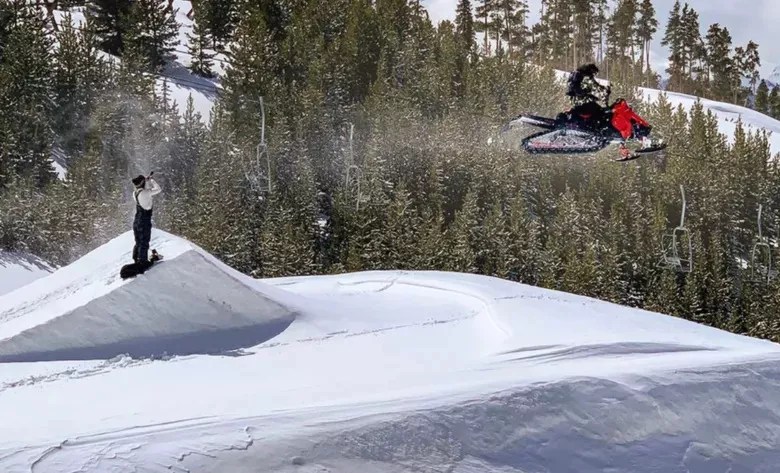 man on snowmobile