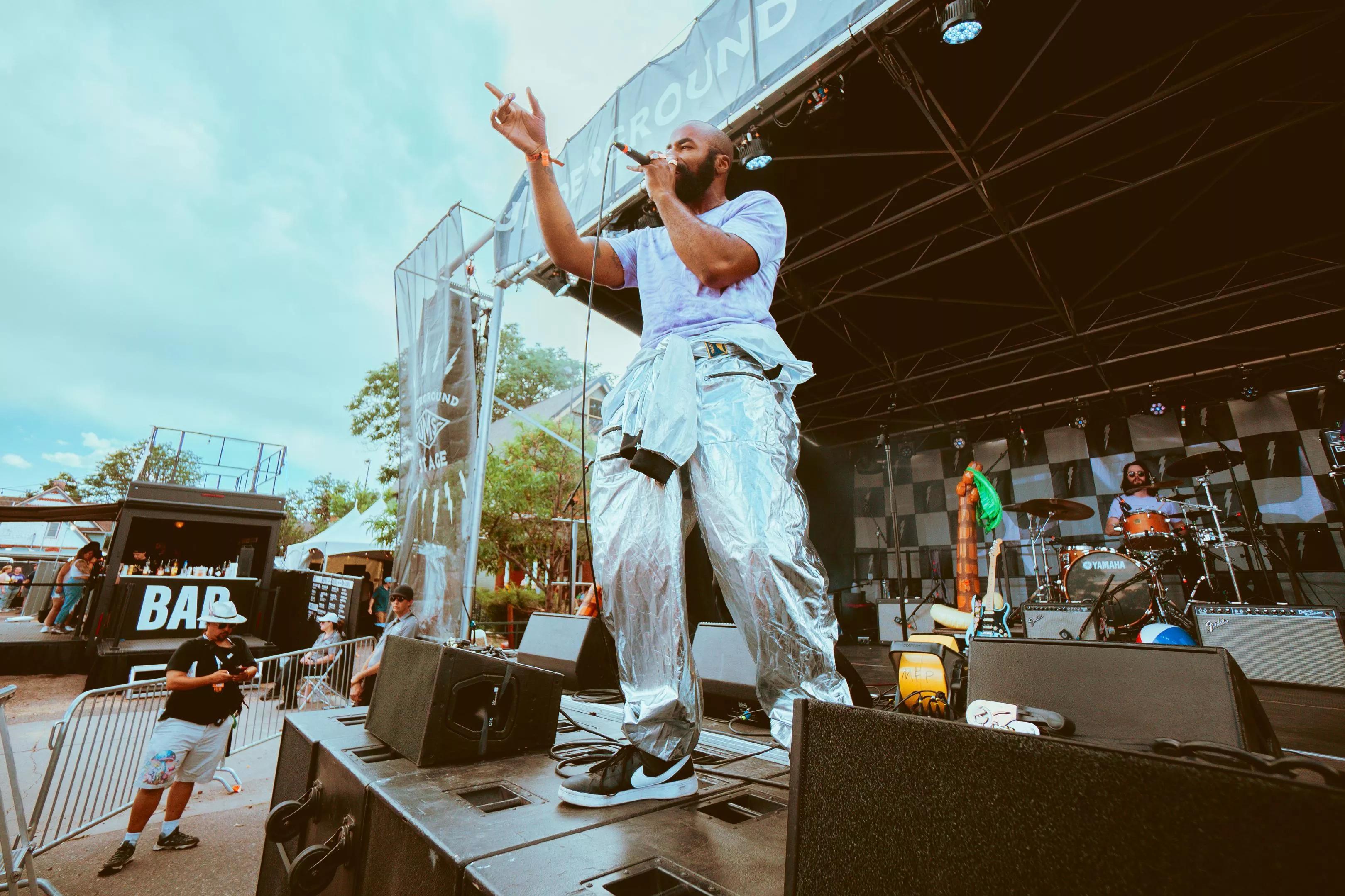 man performing on stage