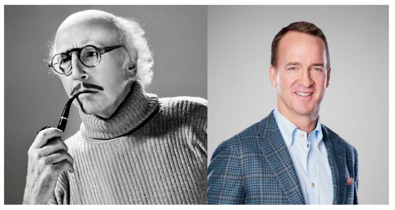 man smoking pipe on left, man in suit on right