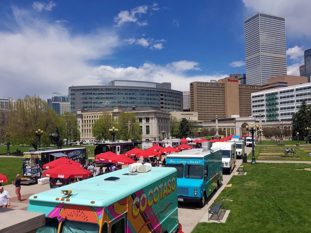 trucks in downtown park