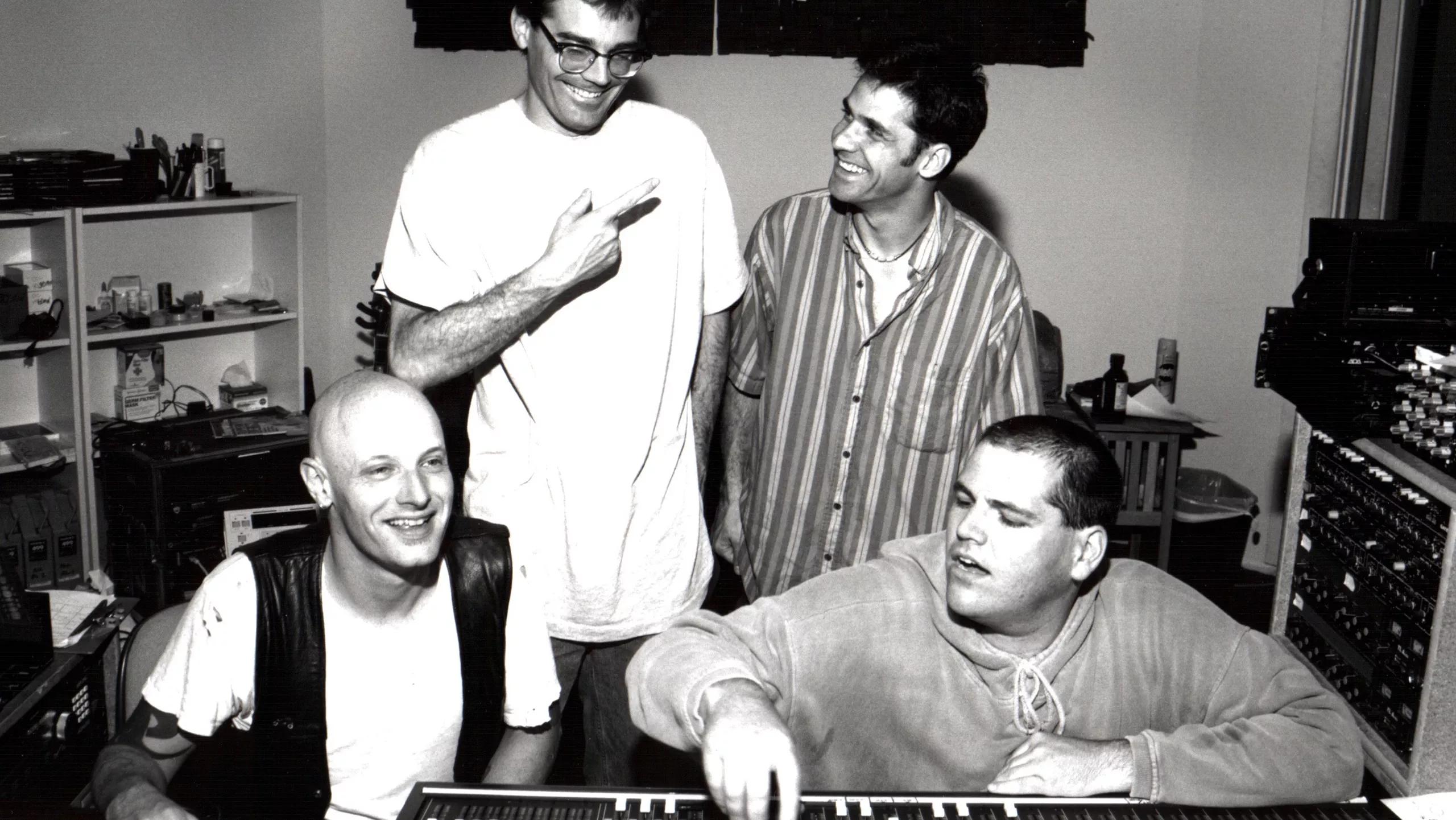 men in a recording studio