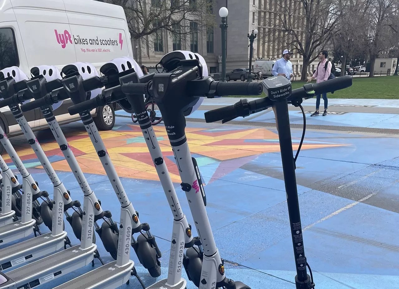scooters parked on street
