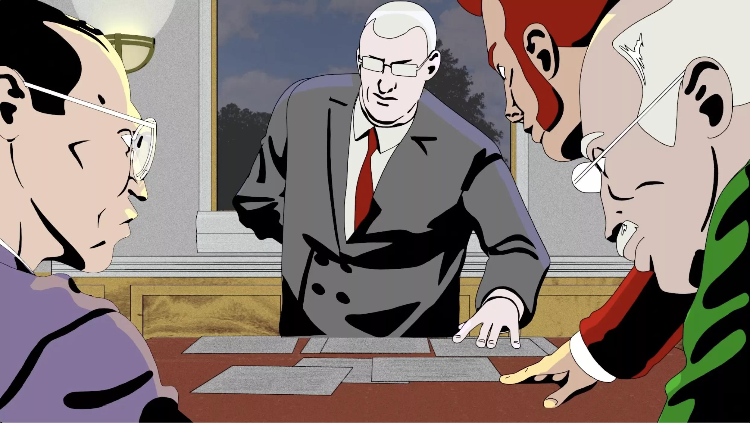 caricatures of men taking power
