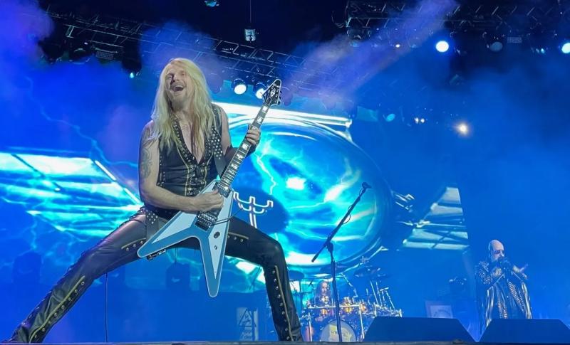 judas priest performs on stage
