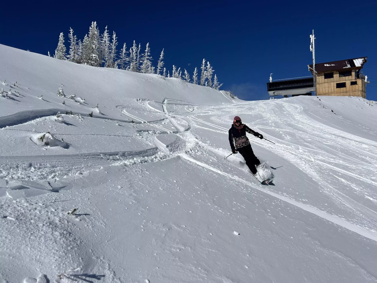 man skiing