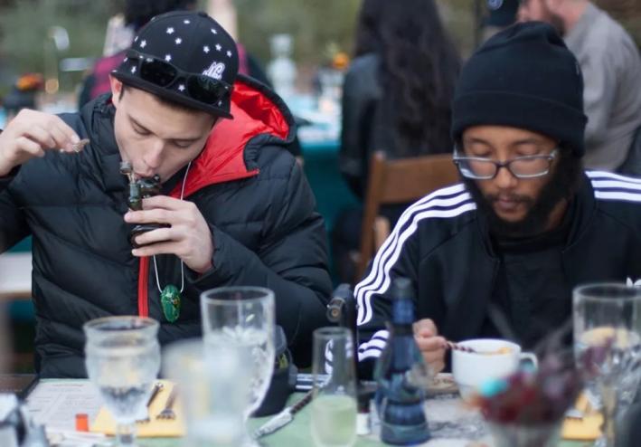 Man takes dab at dinner table