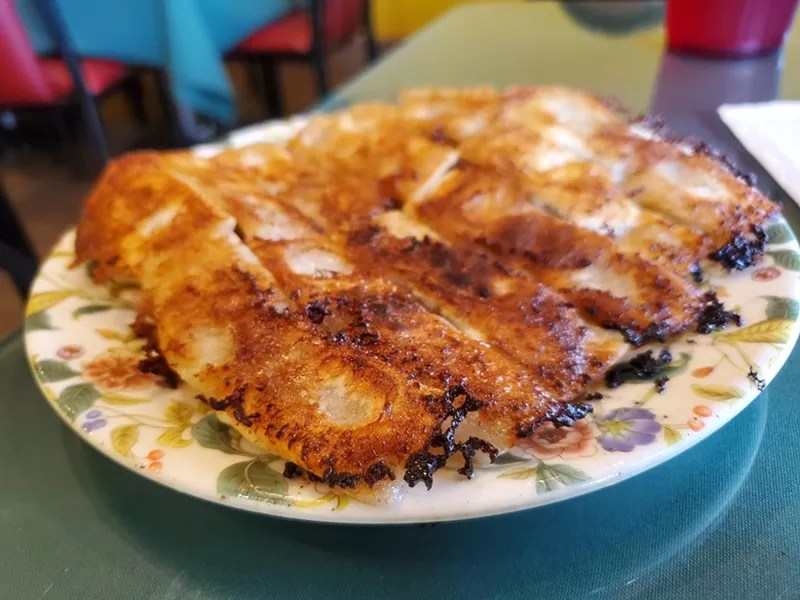 plate of potstickers