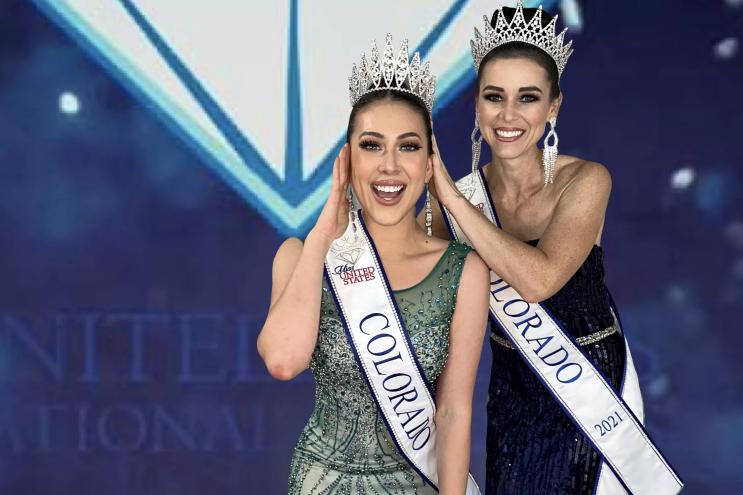 A woman is crowned.