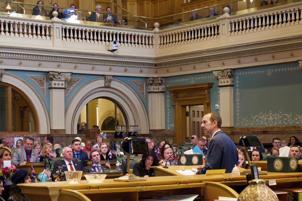House Speaker Pro Tem Andrew Boesenecker speaking on the House floor on Wednesday, January 8, 2025.