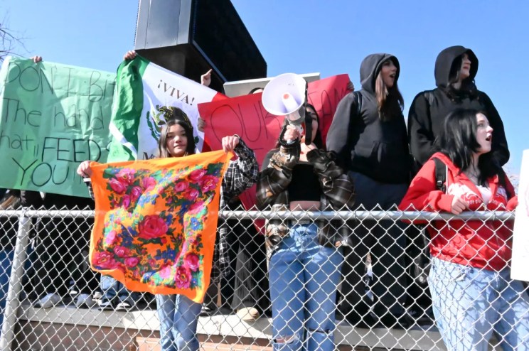 Students protest.