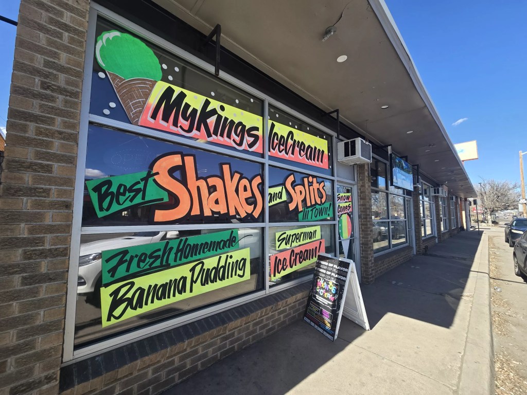 bright lettering on a window