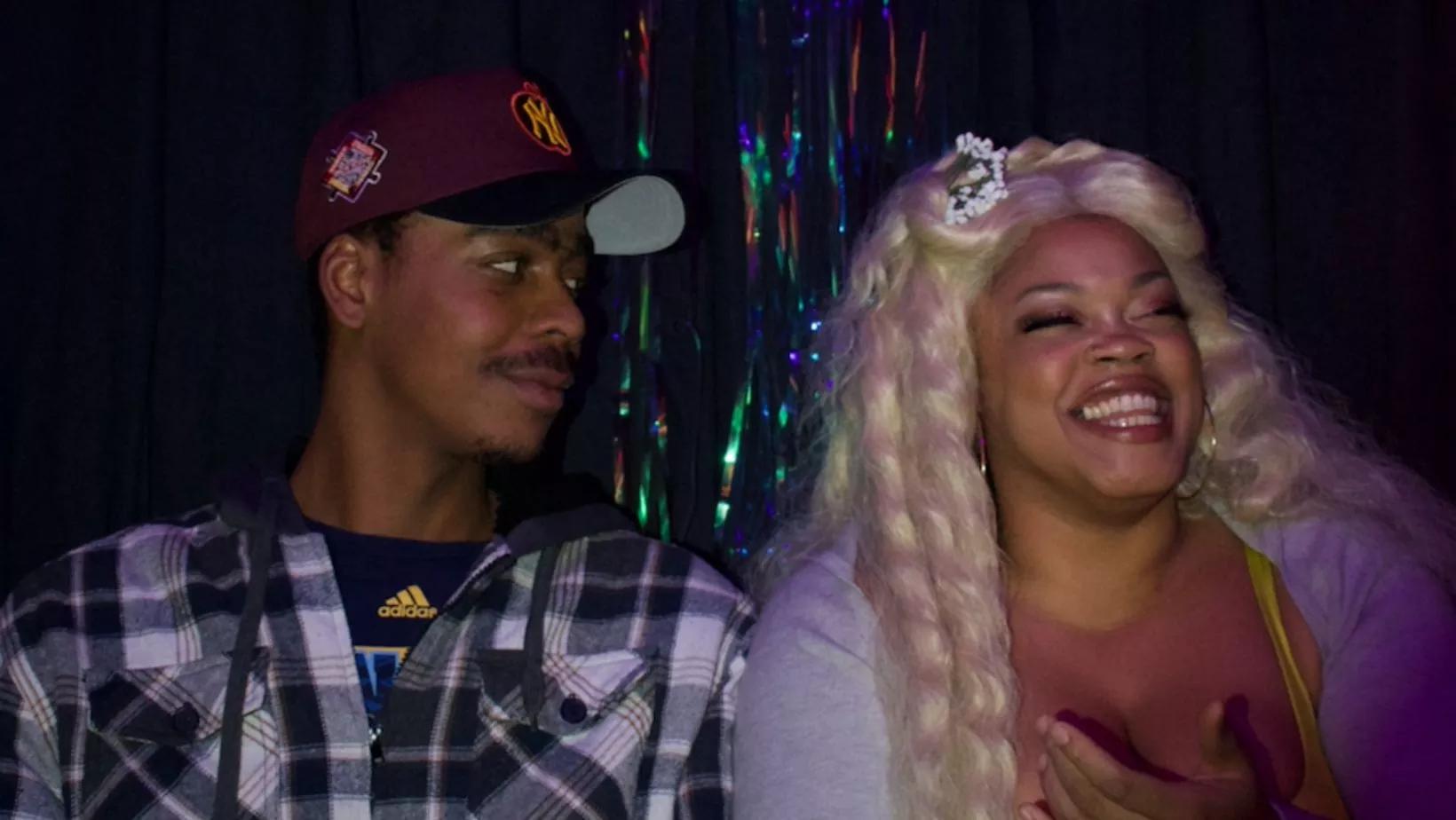 two people smiling