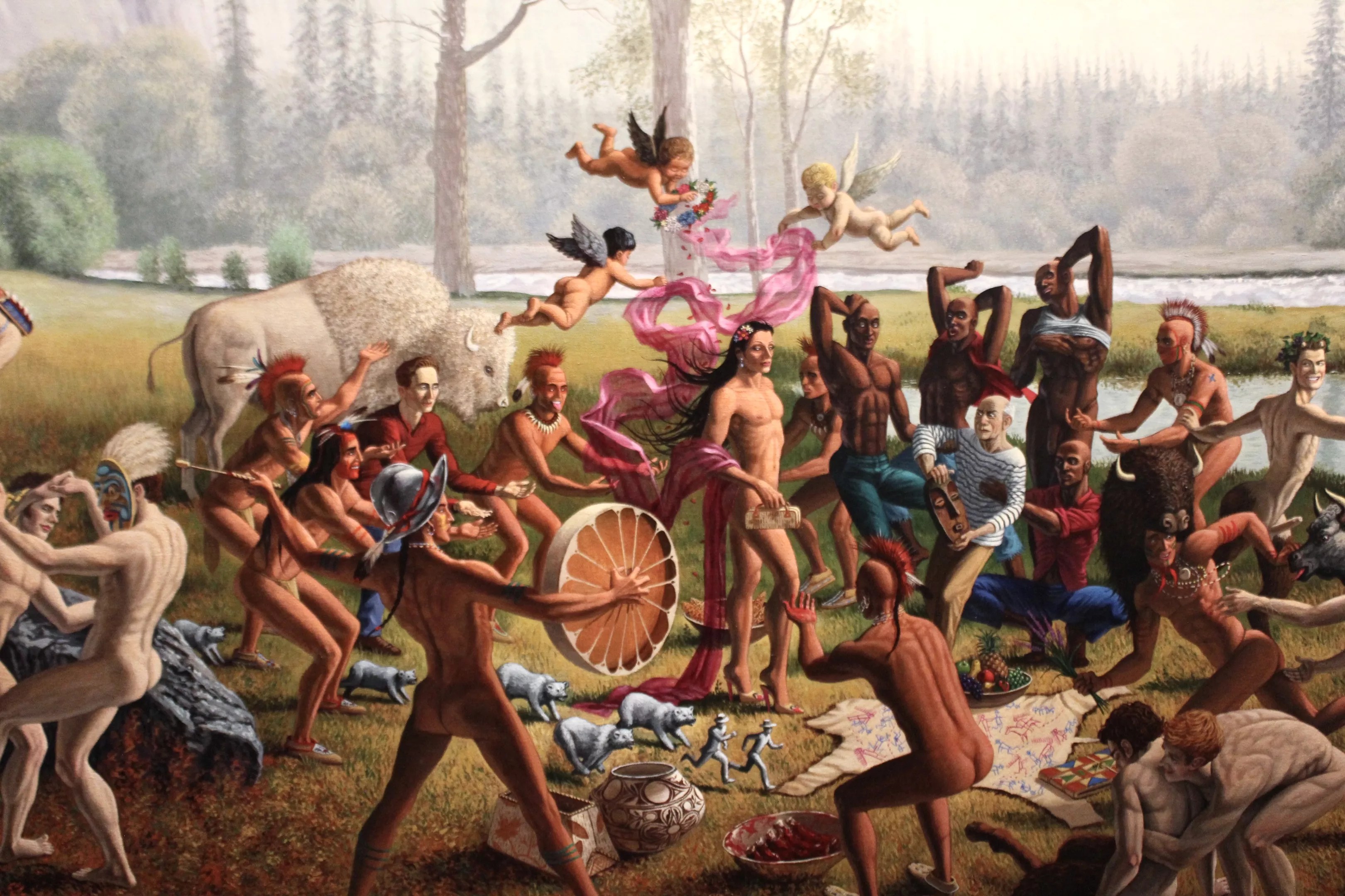 A chaotic scene of a crowd of people