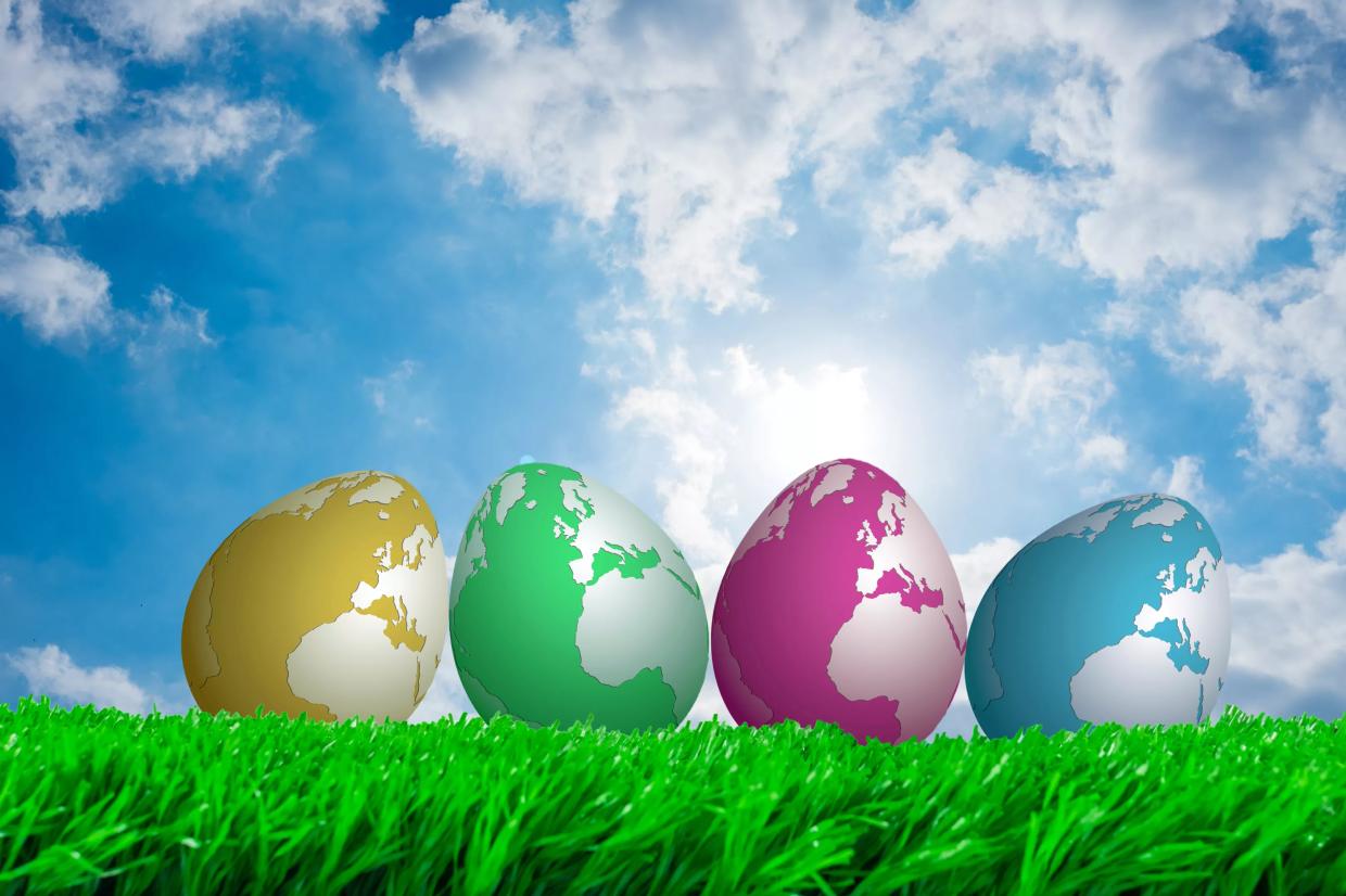 dyed eggs and earth