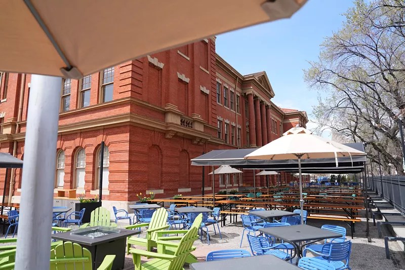 beer garden outside old school