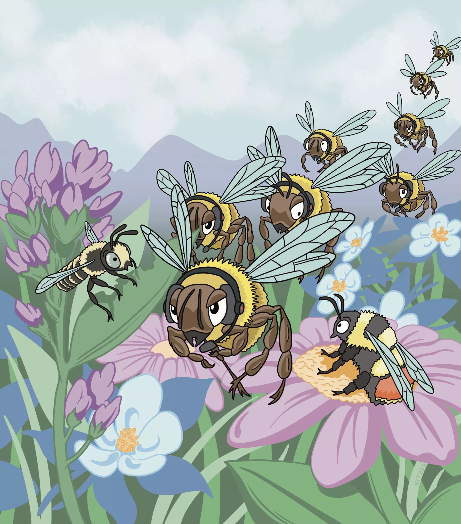 illusration of bees