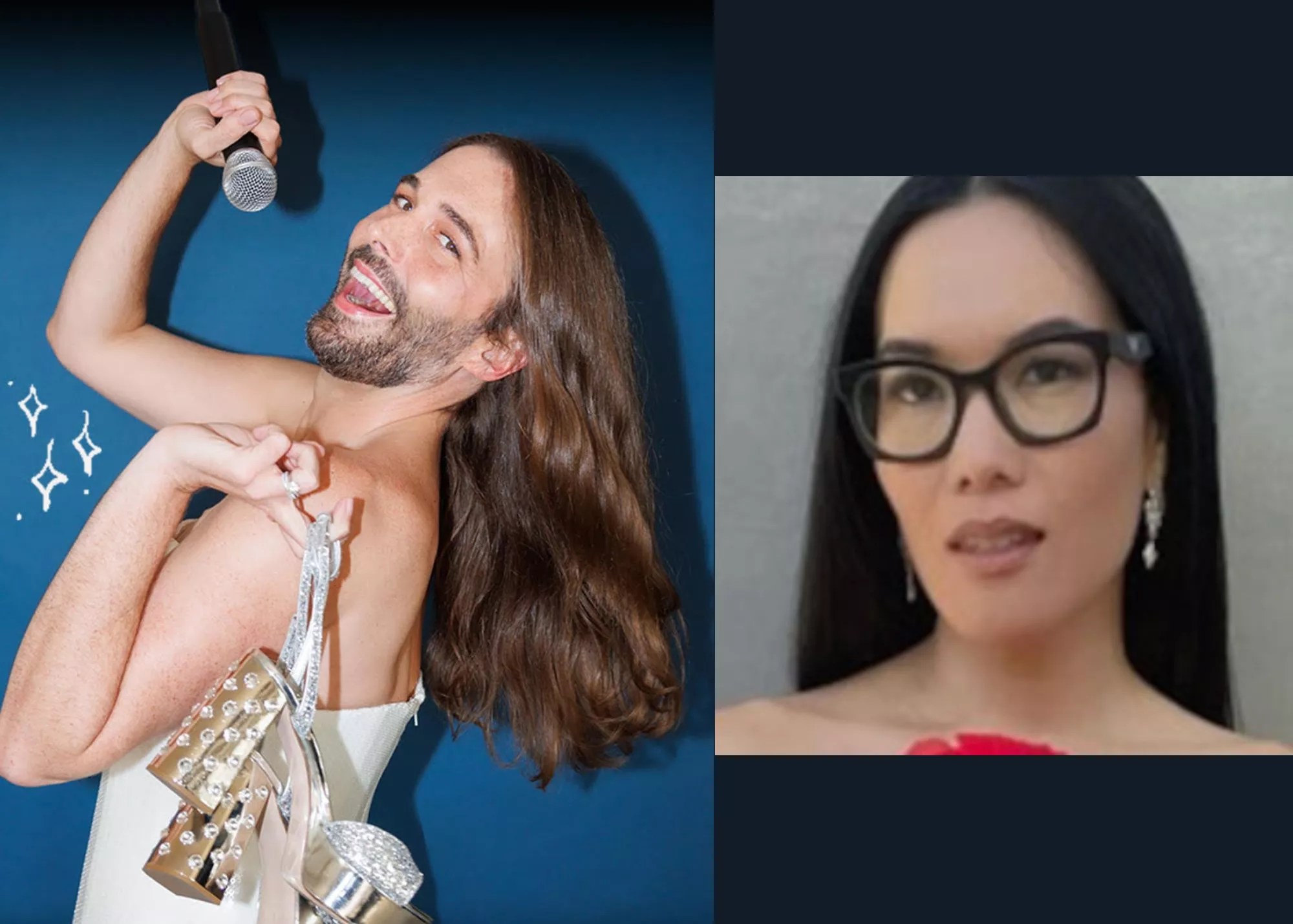 Portraits of two comedians