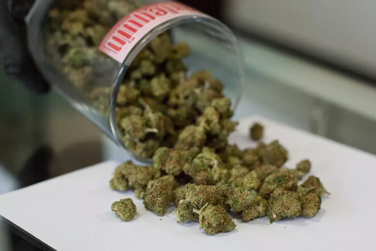 Open jar of marijuana