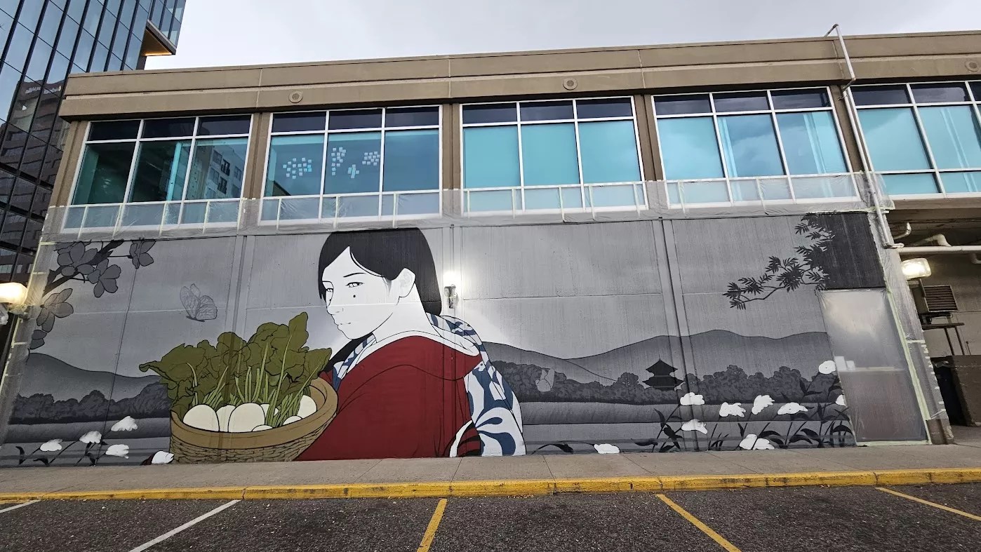 A mural on a building