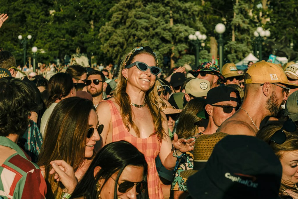 Fans dancing in the GA area at the Outside Festival.
