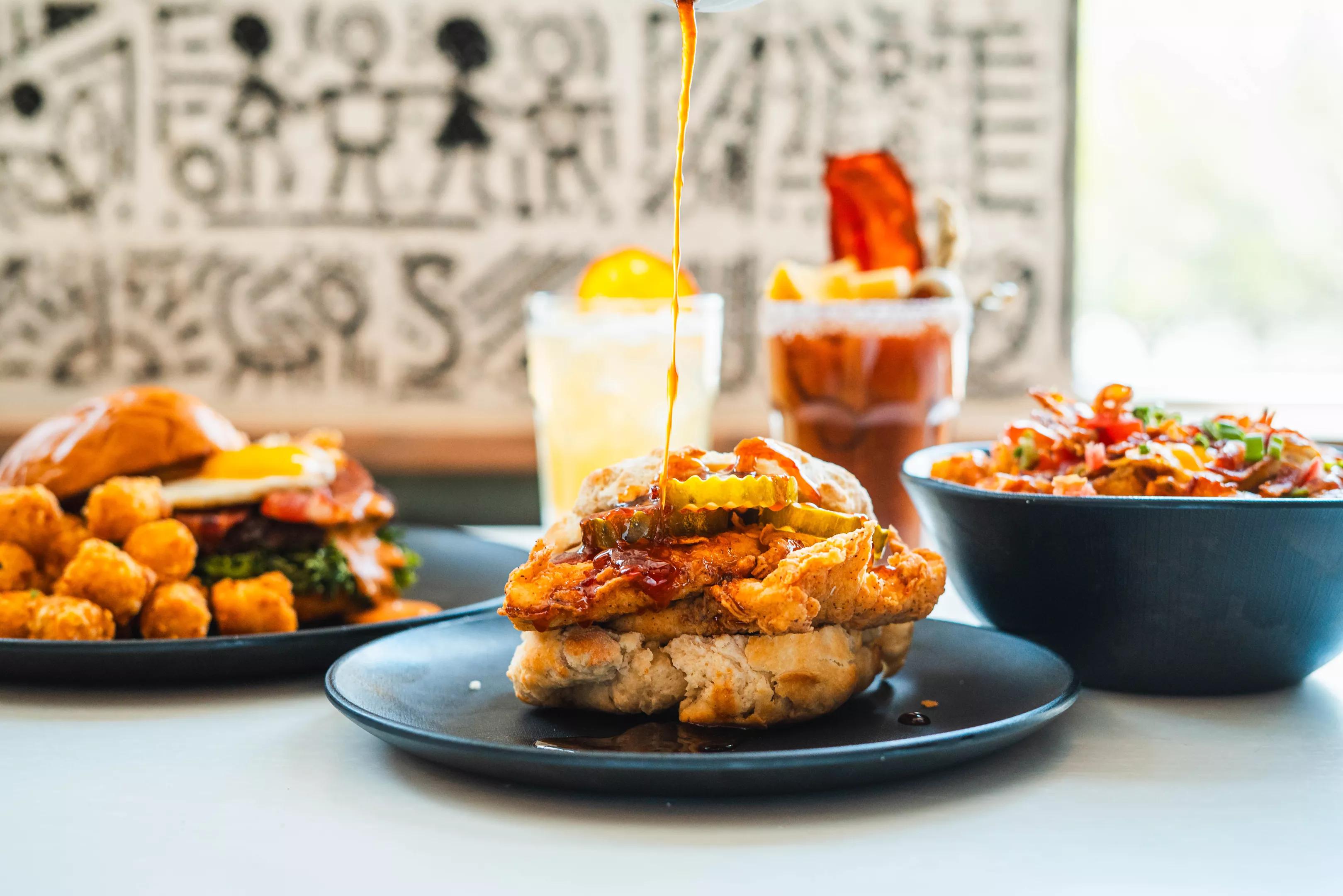 Avanti brunch hot honey chicken biscuit