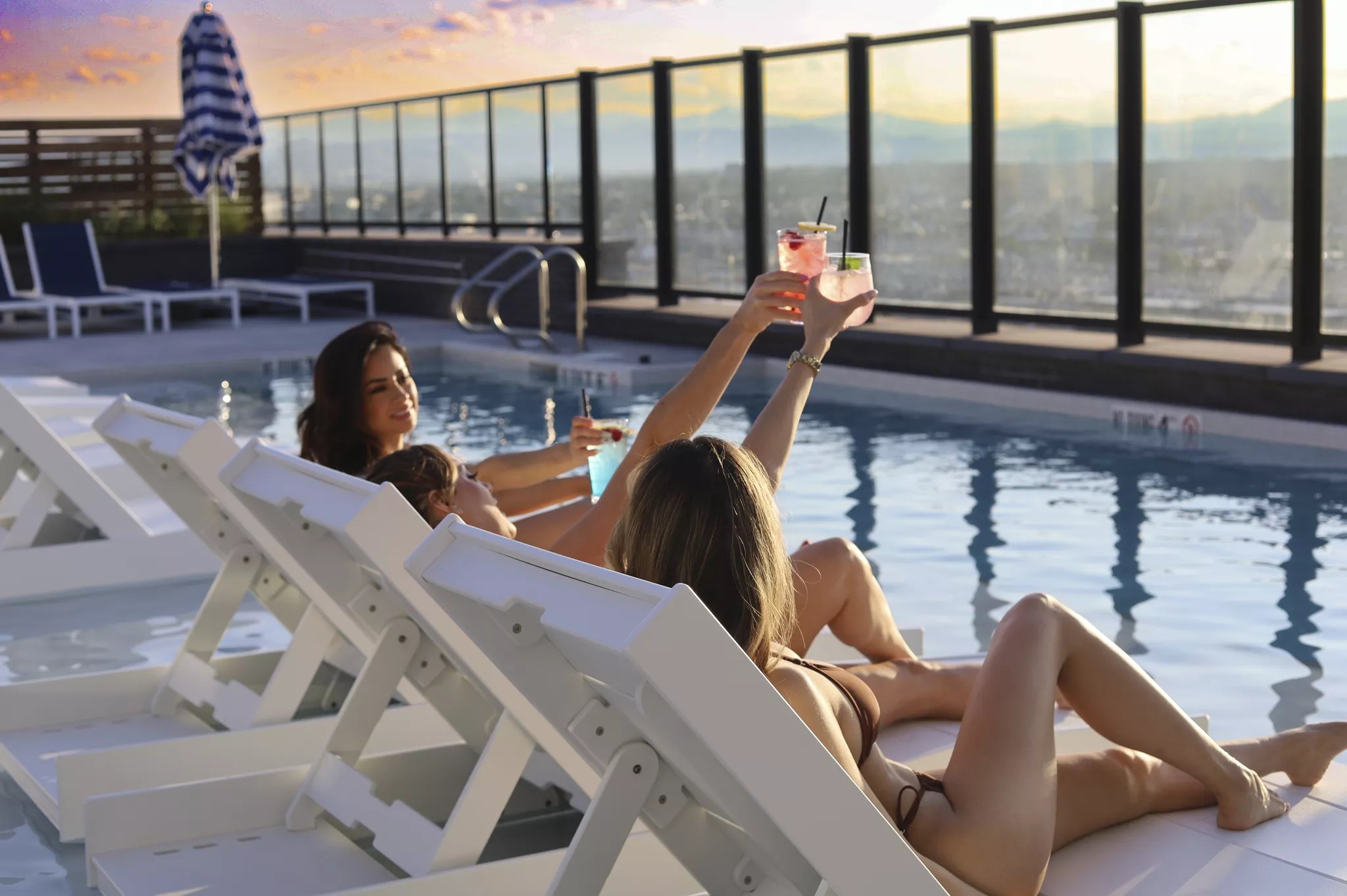 two women by pool
