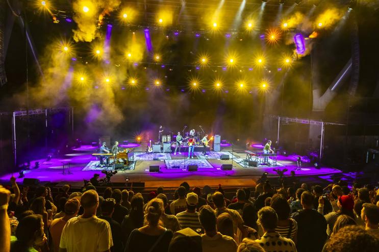 Vulfpeck on stage at Red Rocks on Saturday, July 5, 2025.