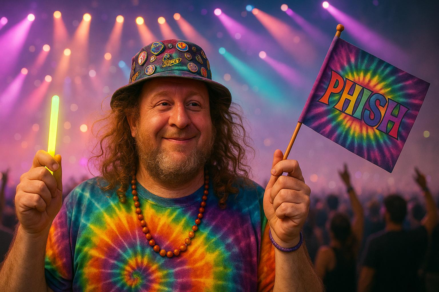 an AI image of governor Jared Polis attending a Phish show.