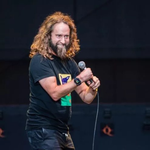 A comedian onstage.