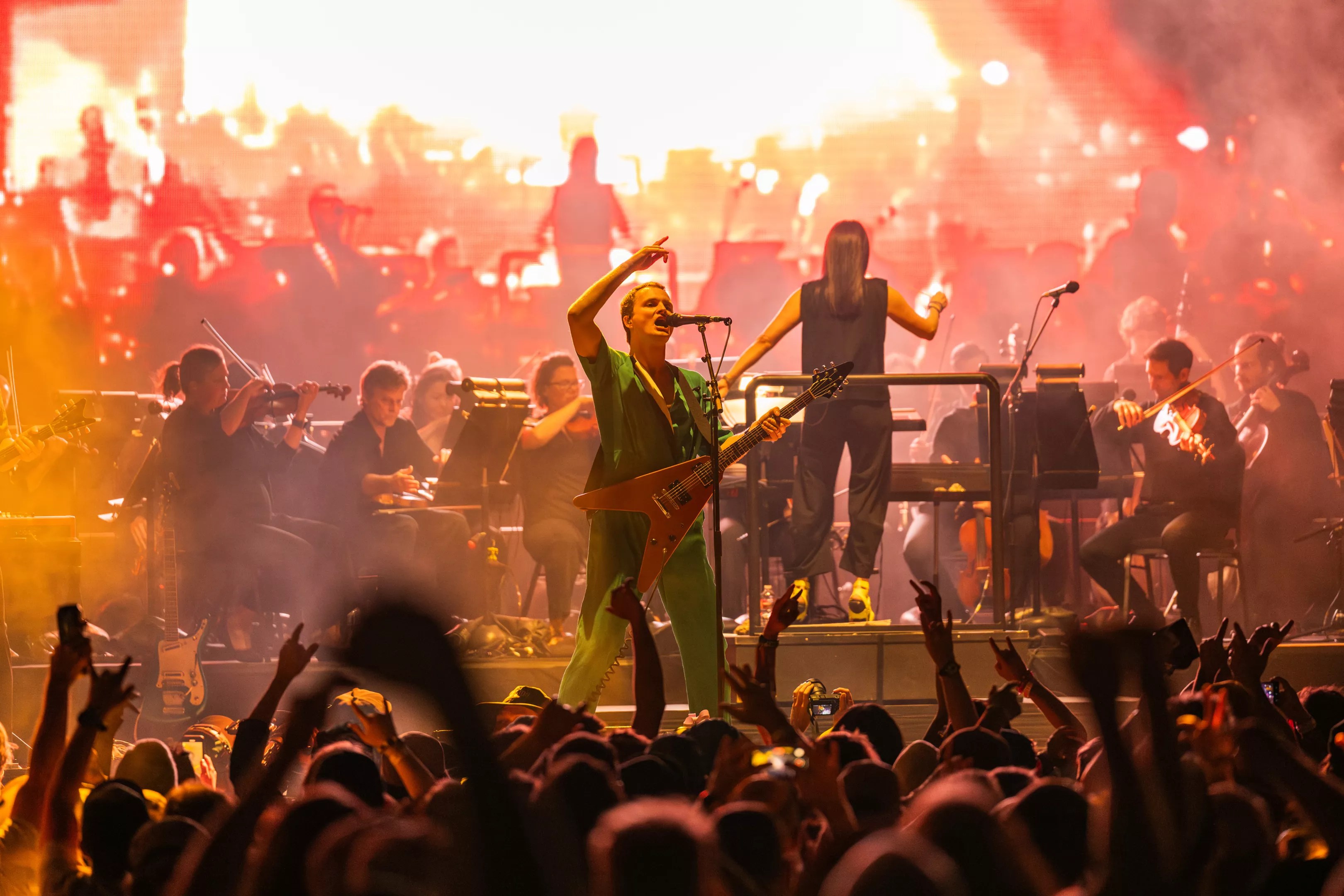 King Gizzard & the Lizard Wizard on stage at Ford Amphitheater.