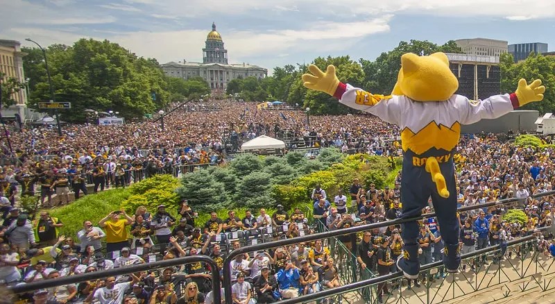 mascot greets crowd