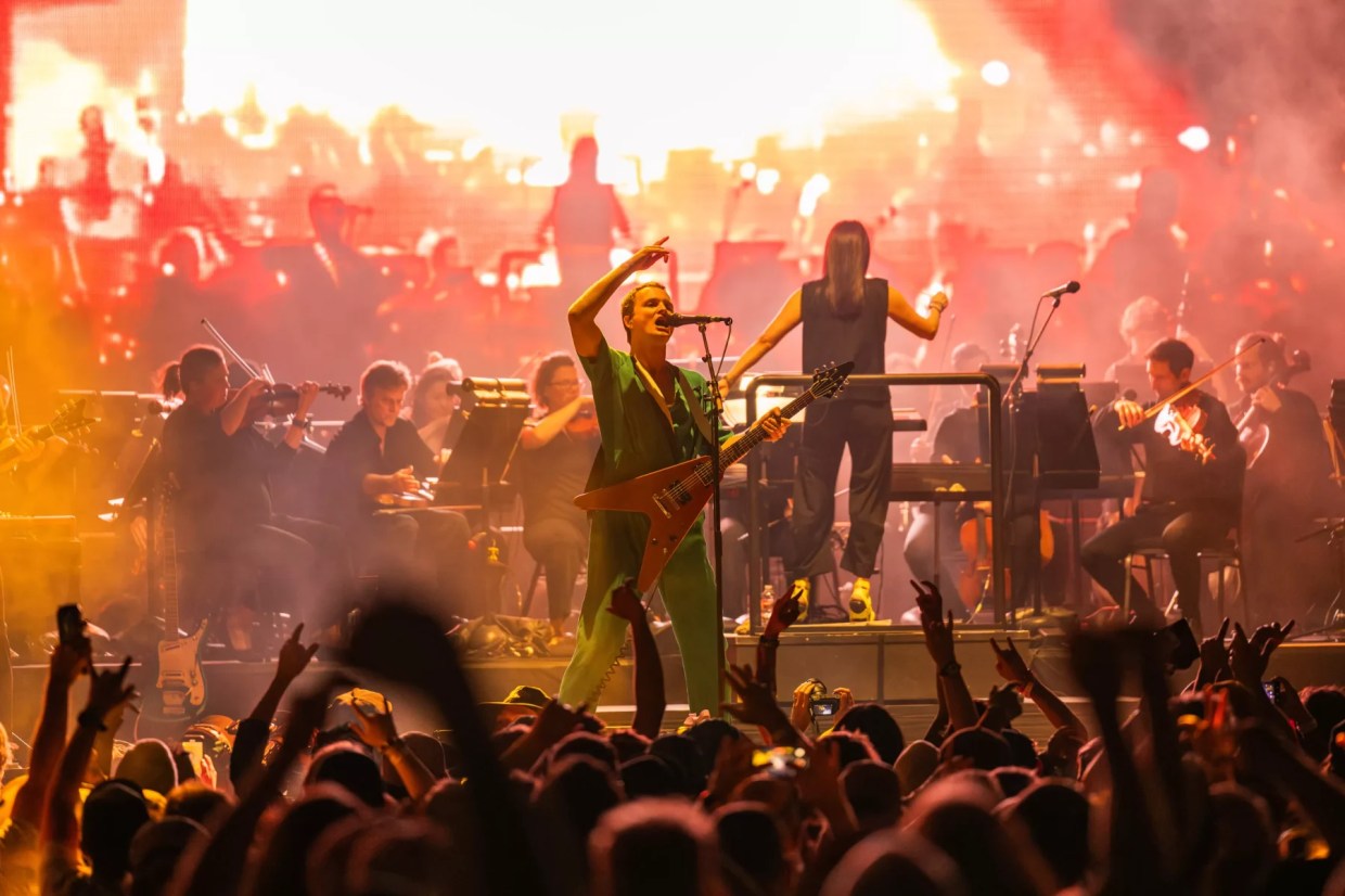 King Gizzard & the Lizard Wizard on stage at Ford Amphitheater.