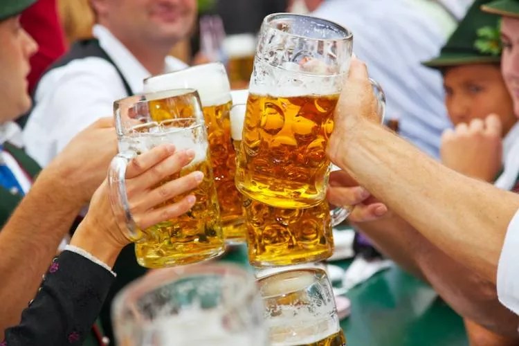 toasting with beer