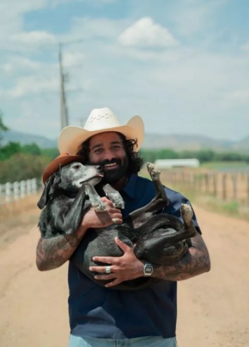 Man and his dog.
