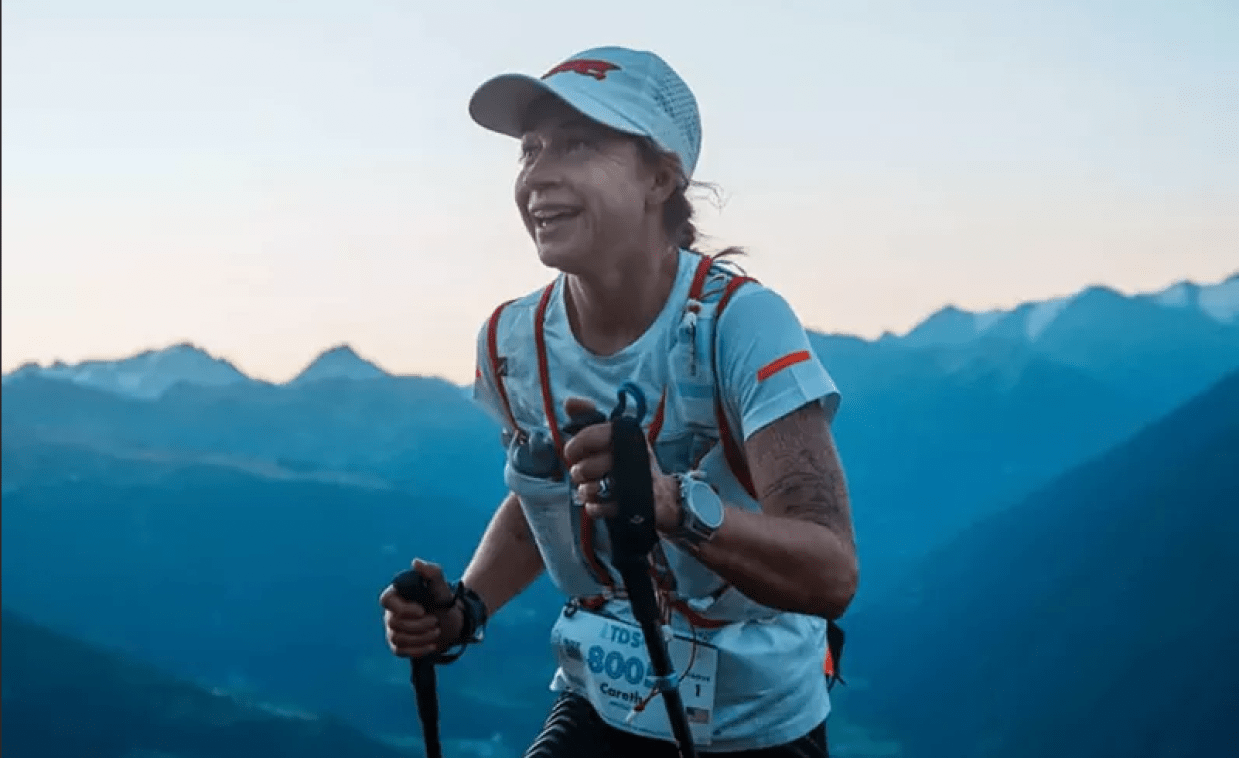 Careth Arnold going uphill in the Alps